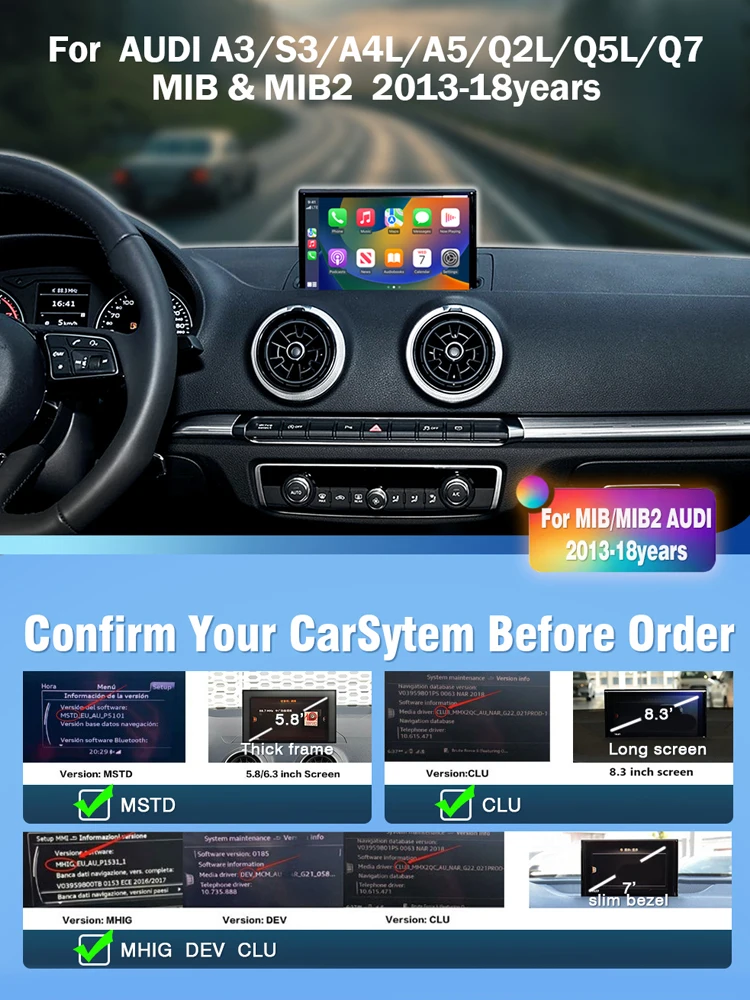 AUTOTOP Draadloze CarPlay Android Auto voor AUDI A3 S3 8v A4L A5 Q2L Q5L Q7 MIB MIB2 2013-2018 Mirror Link AirPlay Ondersteuning Camera - afbeelding 2