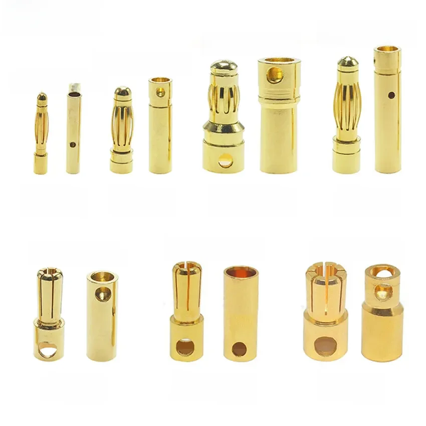 10szt 2mm 3mm 3.5mm 4mm 5mm 5.5mm 6mm Wtyczka bananowa Pozłacana miedź Bezszczotkowe złącze kulowe silnika do akumulatorów ESC Wholeale — zdjęcie 2