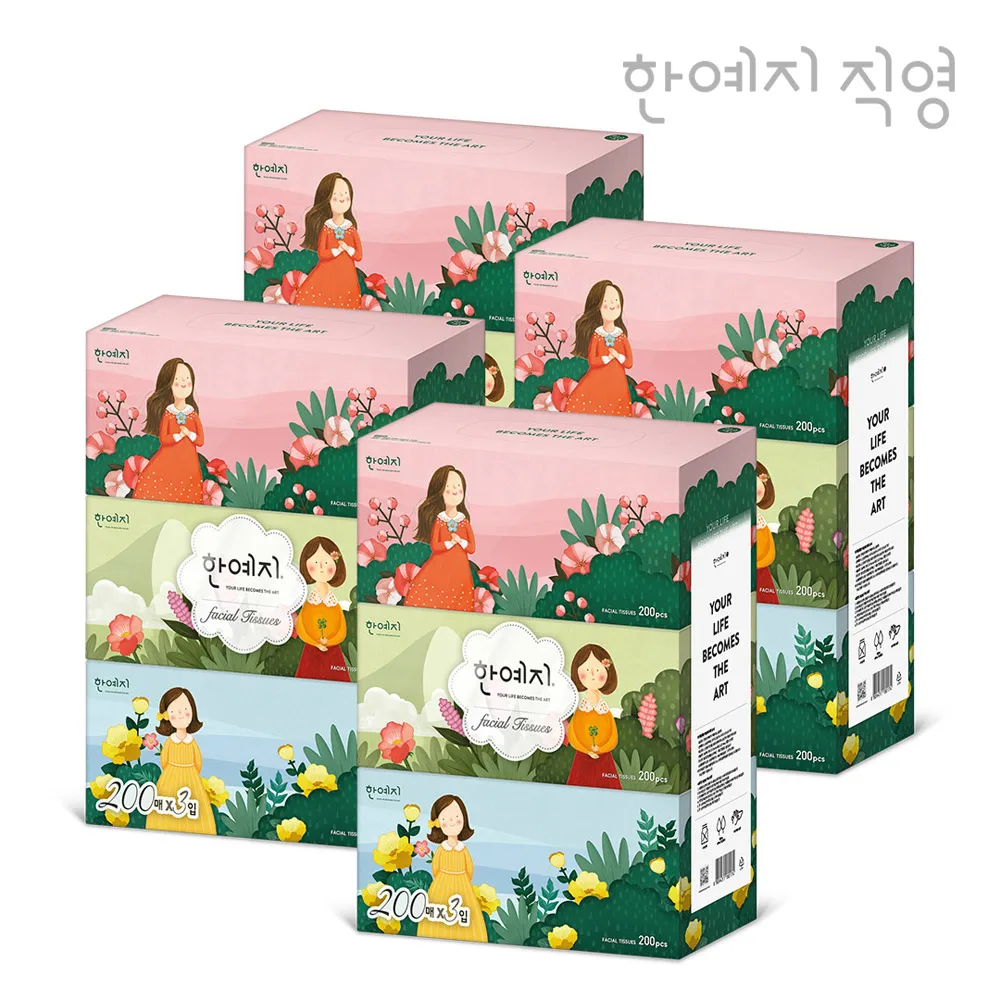 HANYEJI Character Natural Pulp Beauty Tissues 200 sheets 12 packs HANYEJI Toilet Paper tissue