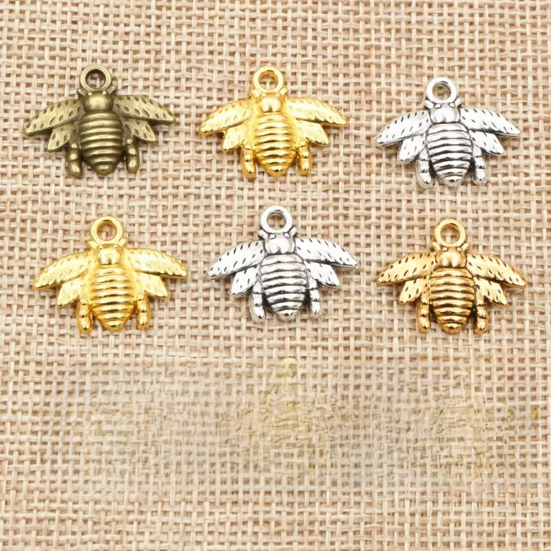 30 szt. Pszczele Charms 20x16mm tybetańskie posrebrzane brązowe złote wisiorki antyczne biżuteria do robienia ręcznie robionych rękodzieła — zdjęcie 2