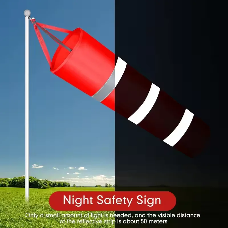 60-100cm Windsock Outdoor Wind Direction Indicator Reflective Rip-stop Weather Vane for Airport Aviation Garden Farm