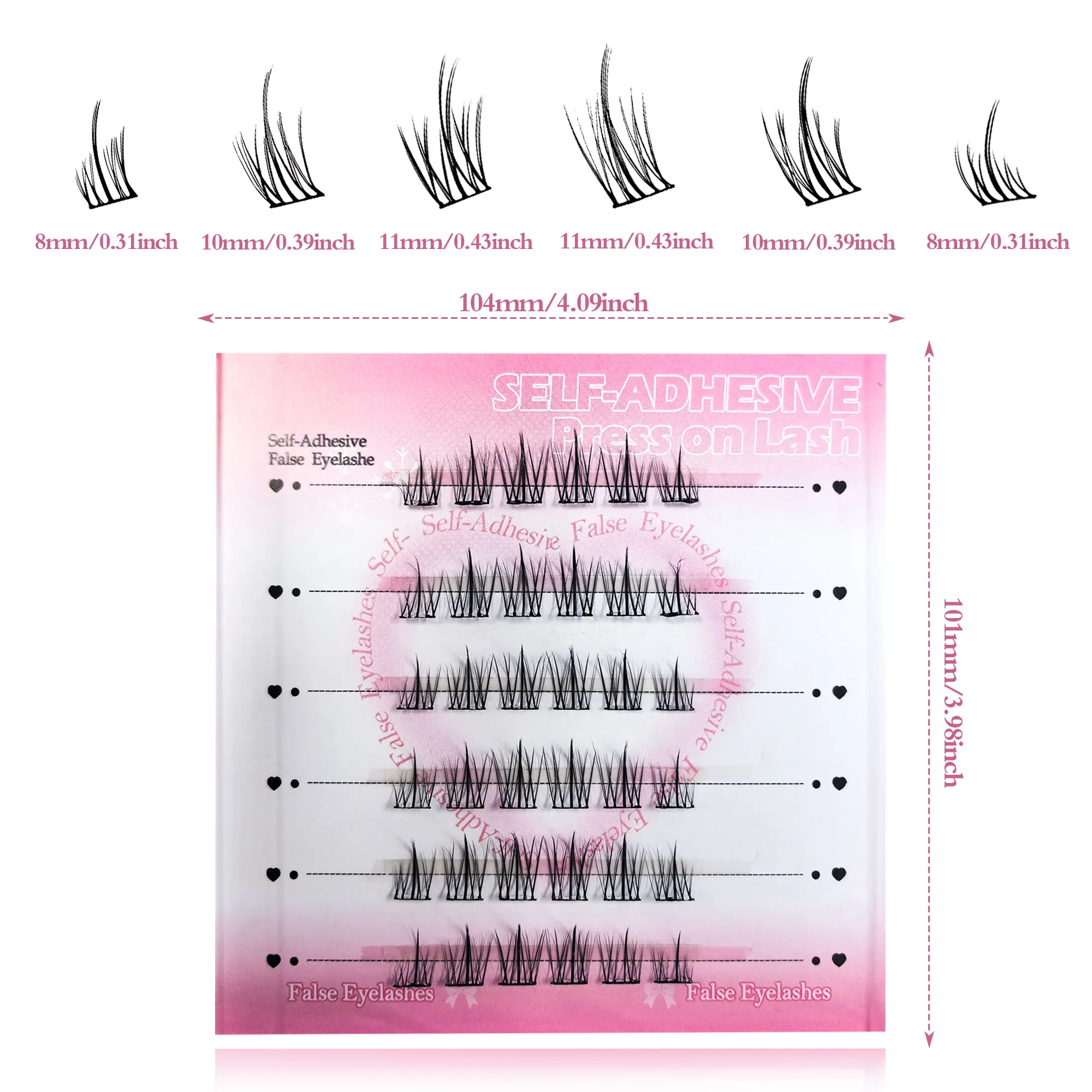 6 rows of glue-free false eyelashes, curled and long cat-eye natural thickened thin strips, ultra-light and ultra-thin