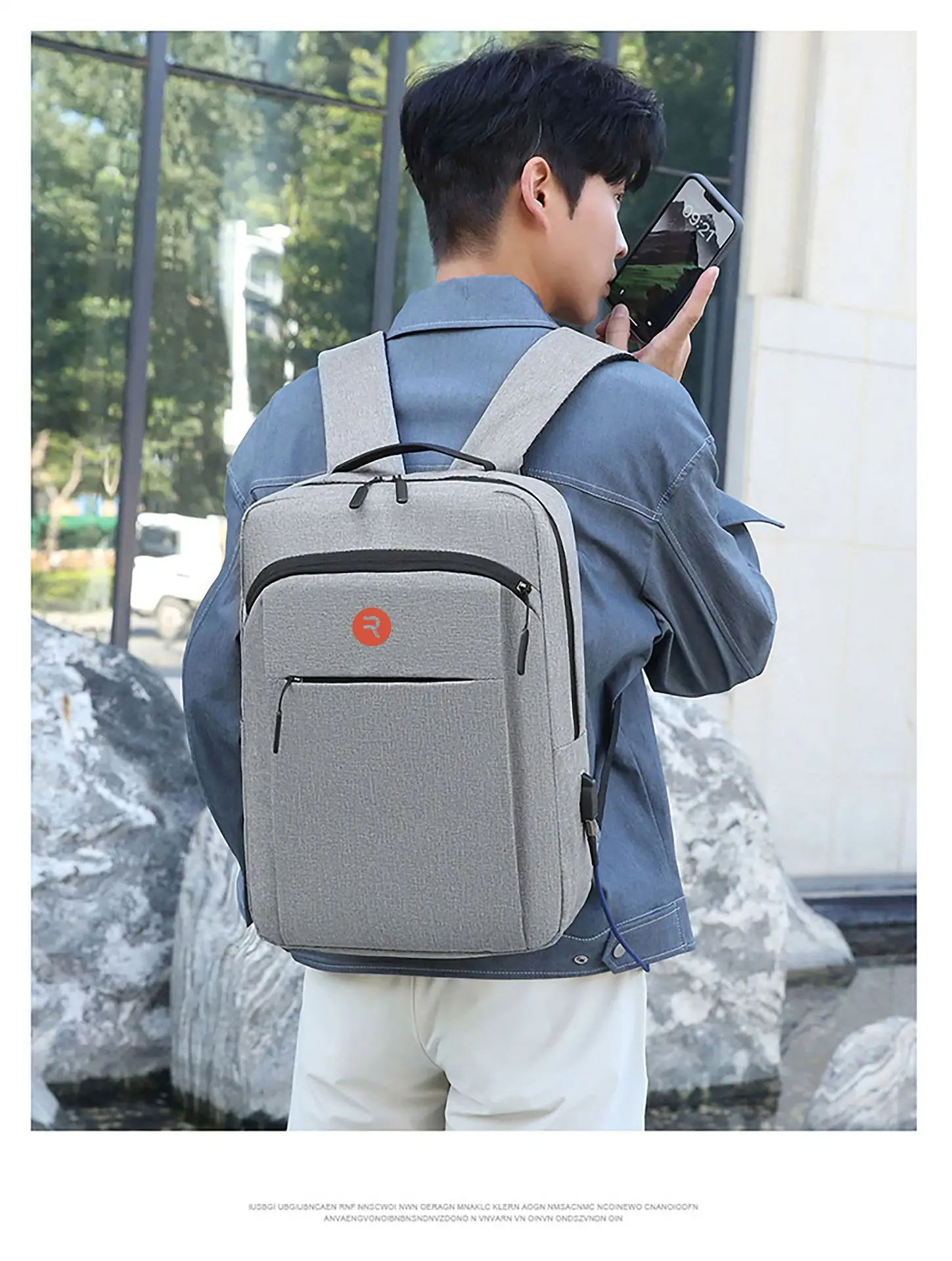 

Men Casual Laptop Backpack Gray Large Capacity Outdoor Travel Business School Commuter Bag