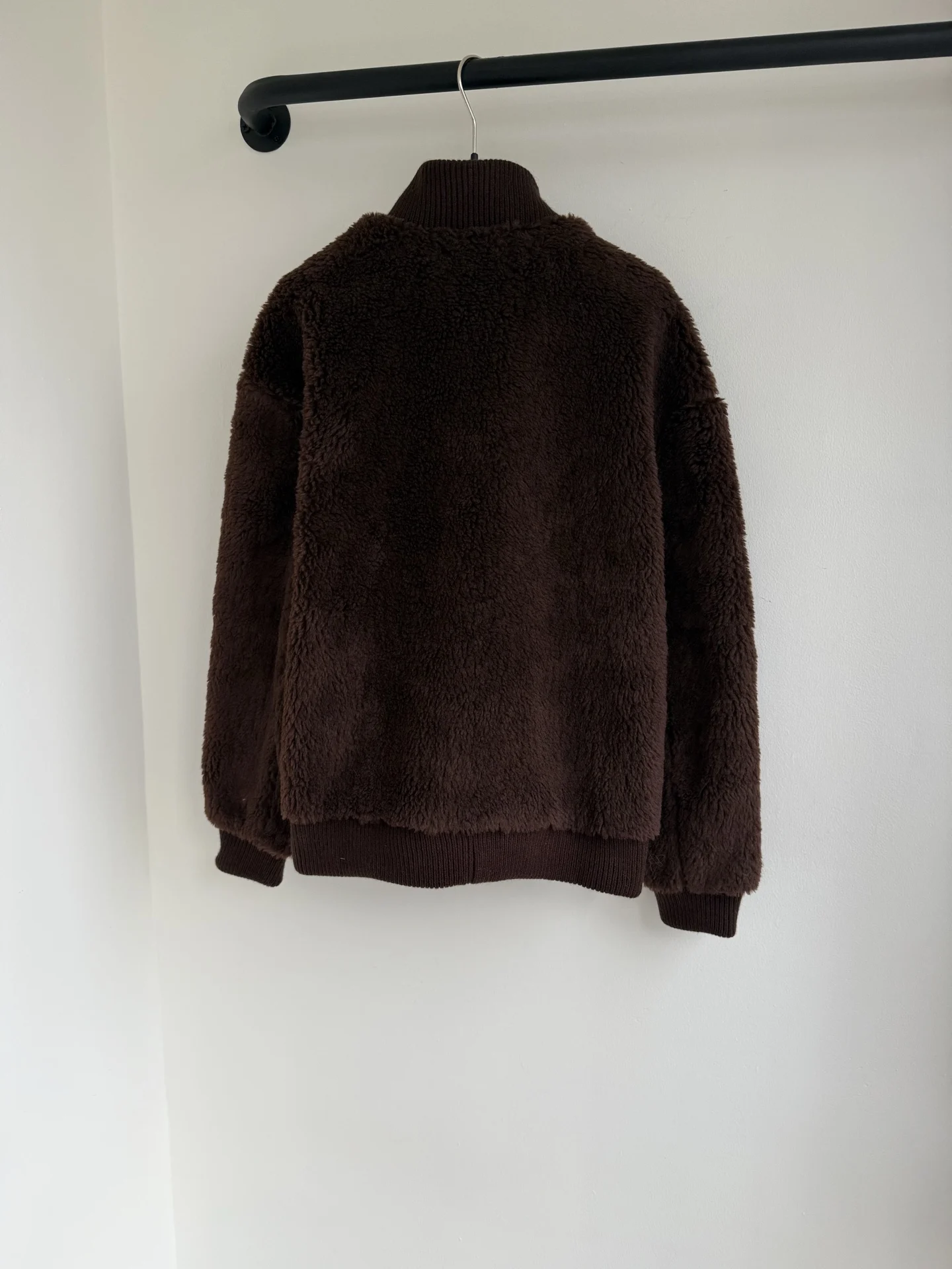 

25 Autumn/Winter New Women's Round Neck Solid Color Plush Thick Long Sleeve Zipper Coat