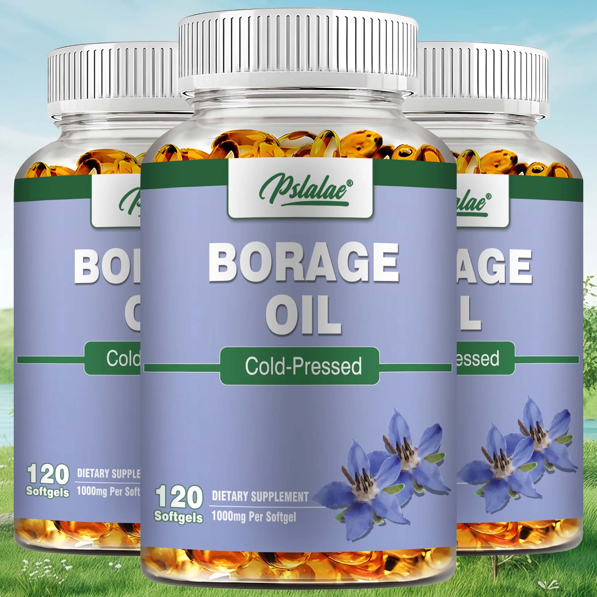 Borage Oil Capsules - Supports Skin, Joint and Bone Health, Relieves Cellular Stress, Antioxidant - 120 Capsules