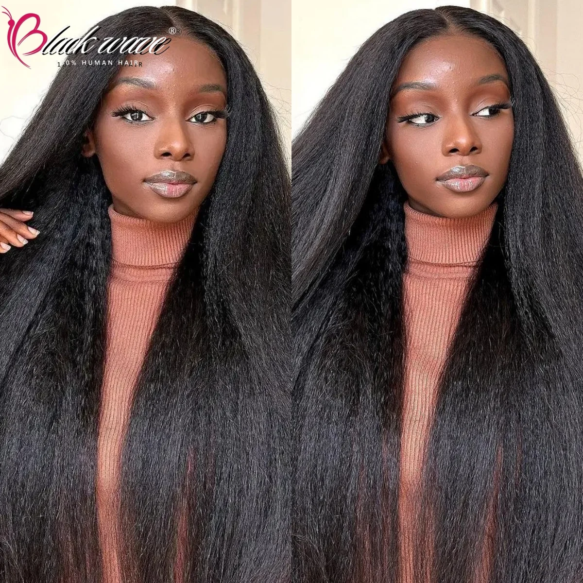 

Kinky Straight Natural Color 13x4 Lace Front Wig 4x4 Lace Closure Wig Brazilian Remy Hair 180% Density 100% Human Hair For Women