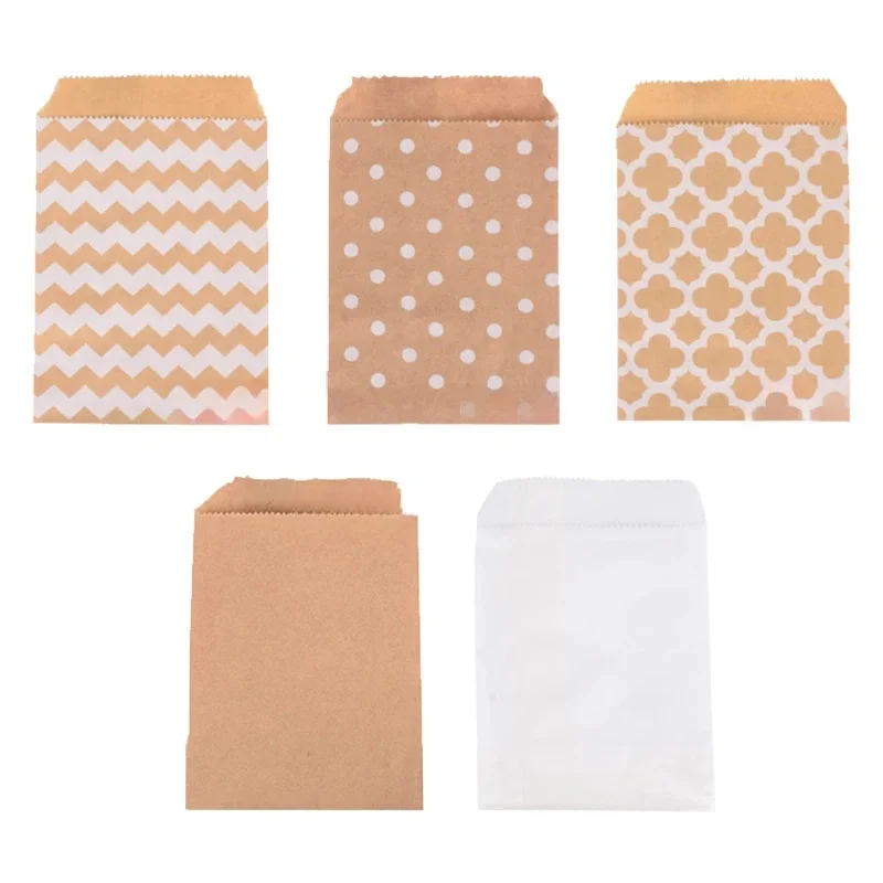 50 sztuk 10x15cm woreczek mieszany styl i kolor torby papierowe Kraft Craft DIY dekoracja opakowanie uroczy prezent dla gości torba ślub urodziny — zdjęcie 2