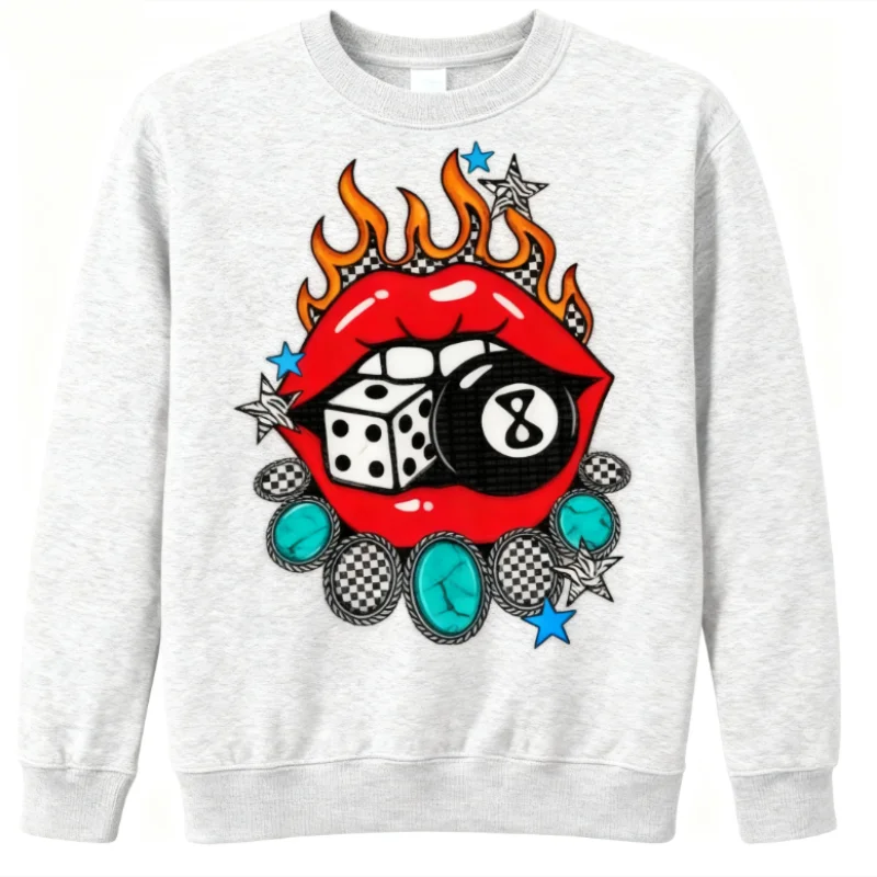 تي شيرت برسومات غربية عتيقة، ملابس غربية بغطاء للرأس للشفاه المشتعلة، ملابس غربية للسيدات، تي شيرت جرافيك ملابس غربية #4