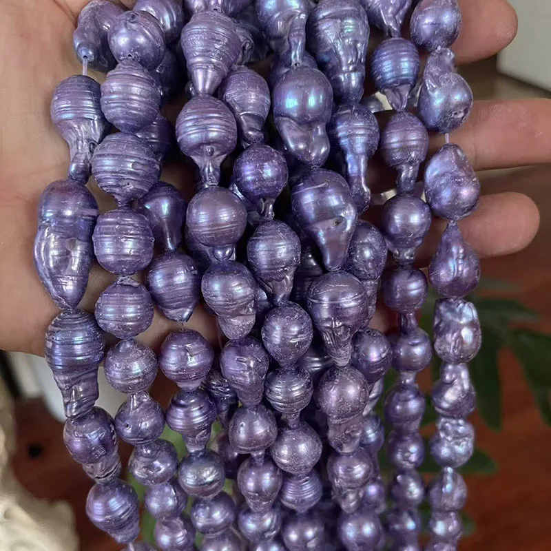 16 inches 18-22mm Violet Natural Fireball Baroque Pearls Loose Strand