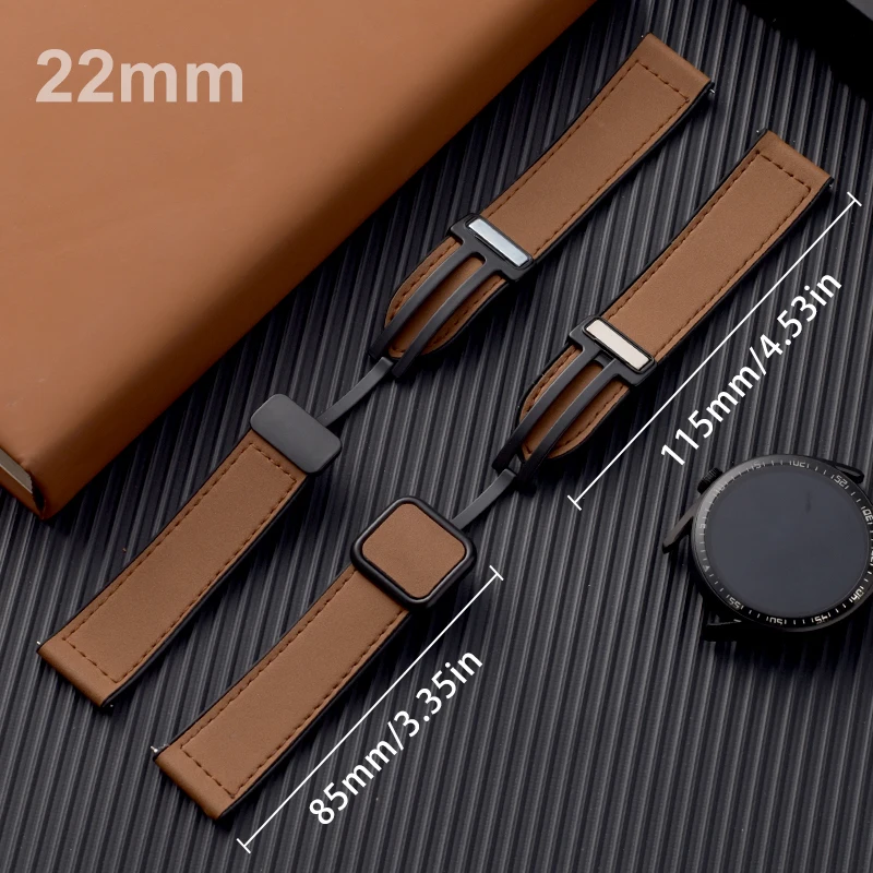 Leather Silicone Strap For Huawei Watch GT 5 4 46mm 41mm Bracelet For Huawei GT5 GT4 GT3 Pro GT2 22mm Strap Unisex watch strap image 3