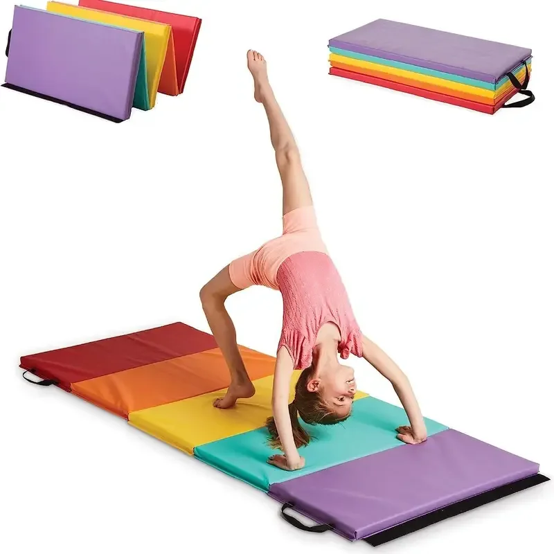 Nicoman Folding Gym Mat, Gymnastics Tumbling Mat with Carrying Handles, Thick Exercise Mat, Foldable Tumbling Mat for Kids