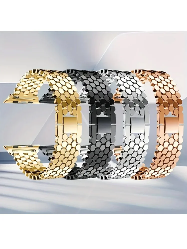 Roestvrij stalen band voor Apple Watch Band 45 mm 44 mm 41 40 mm Luxe armband Metalen ketting Polsband voor iWatch-serie 1-9 38 42 mm - afbeelding 2
