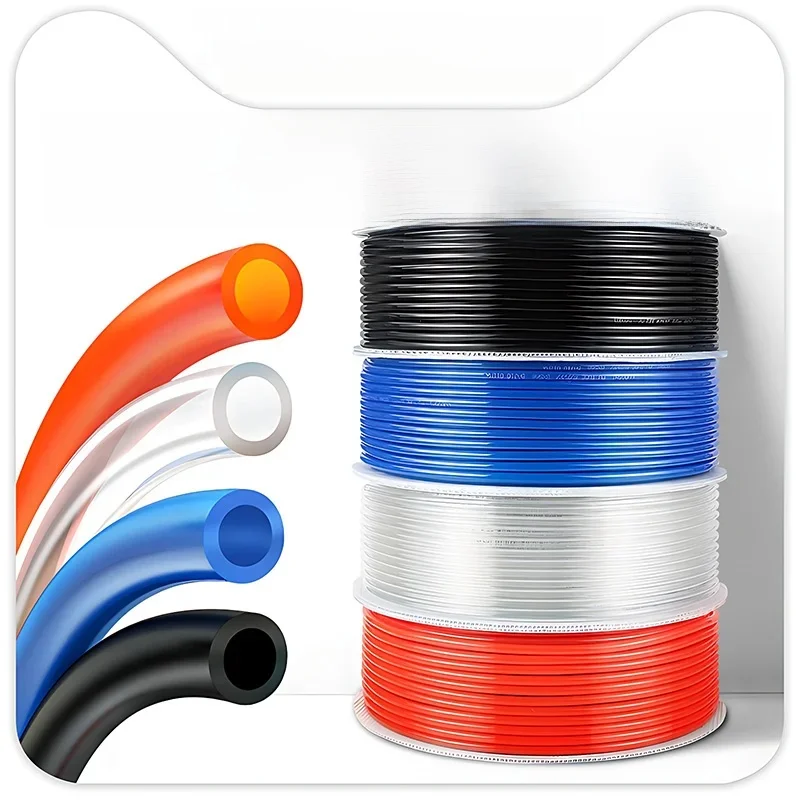 10M/20M/50M/100M Pneumatic Tubing Pipe PU Polyurethane Tube Air Compressor Hose Line Fitting or Fluid Transfer 4MM 6MM 8MM 10MM