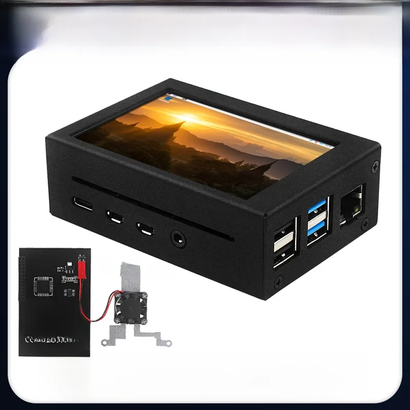 Raspberry Pi 4 Model B 3.5 Cal ekran dotykowy 5 50 FPS wyświetlacz metalowa obudowa powłoka aluminiowa uchwyt chłodzący do Raspberry Pi 4 — zdjęcie produktu 7
