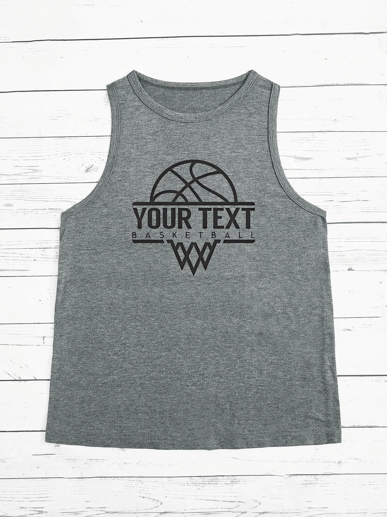 Your Text BasketBall BasketBall Letter Print Fashion Funny Sports Women's Tank Top Loose O Neck Sleeveless Casual Tank