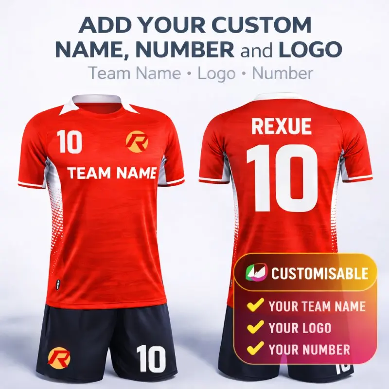 2 Pcs Custom Football Jersey Set Team Uniform Soccer Training Suit Personalized Name Number Men Boys Sports Tracksuit