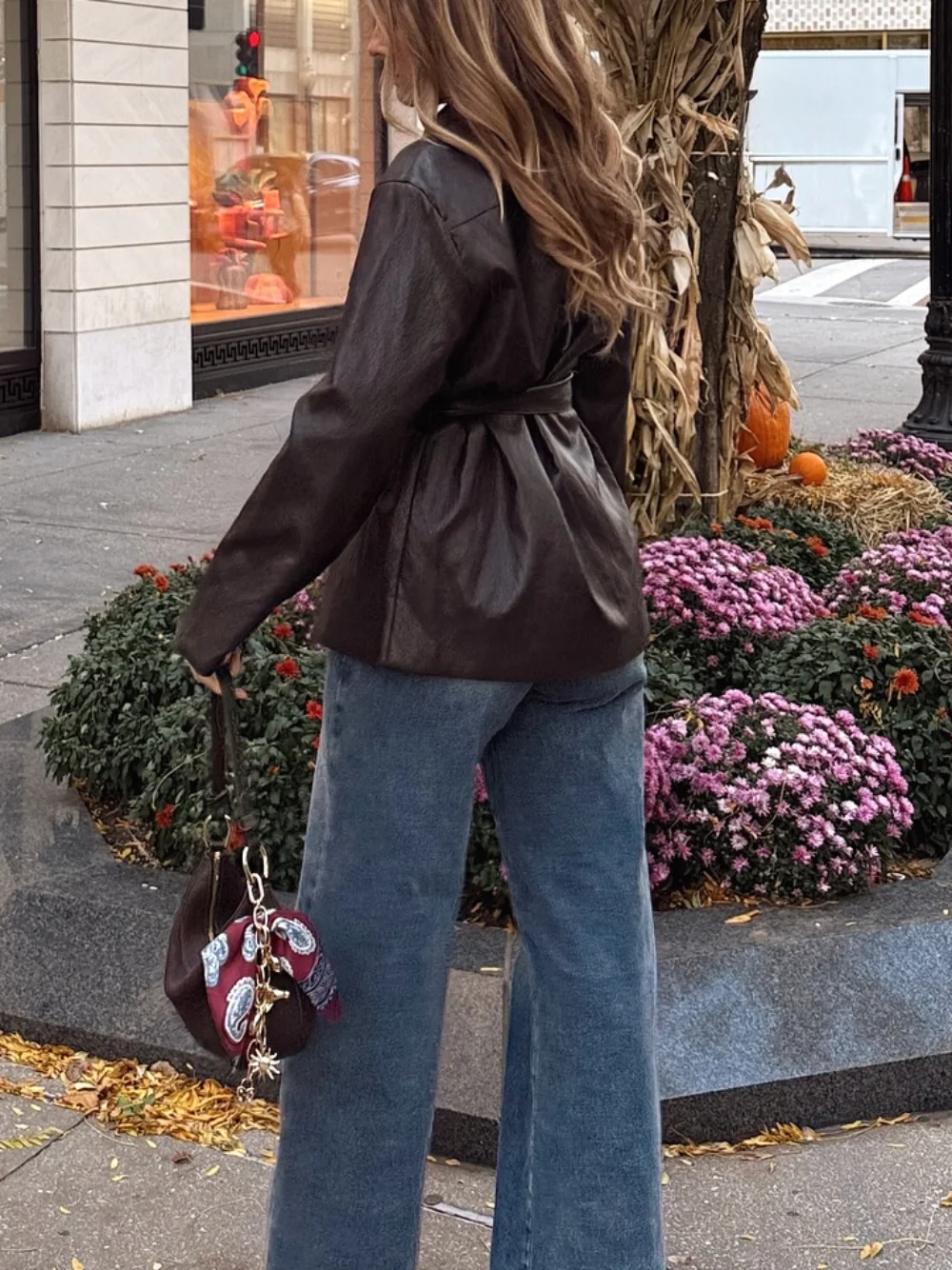 Casual Chic Chocolate Brown Leather Jackets Women Long Sleeve Buttons Sashes Coats Fashion 2025 Streetwear Outwears