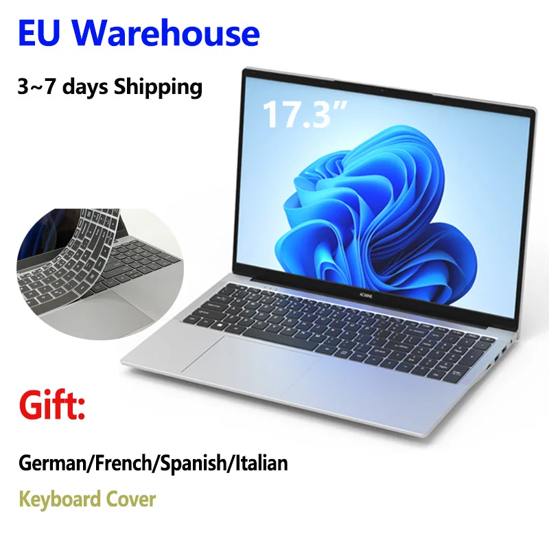 Nowy laptop 17,3 cala z 2025 roku, 16 GB RAM, 512 GB/1 TB SSD, Intel N150, przenośny, lekki, Windows 11 Pro