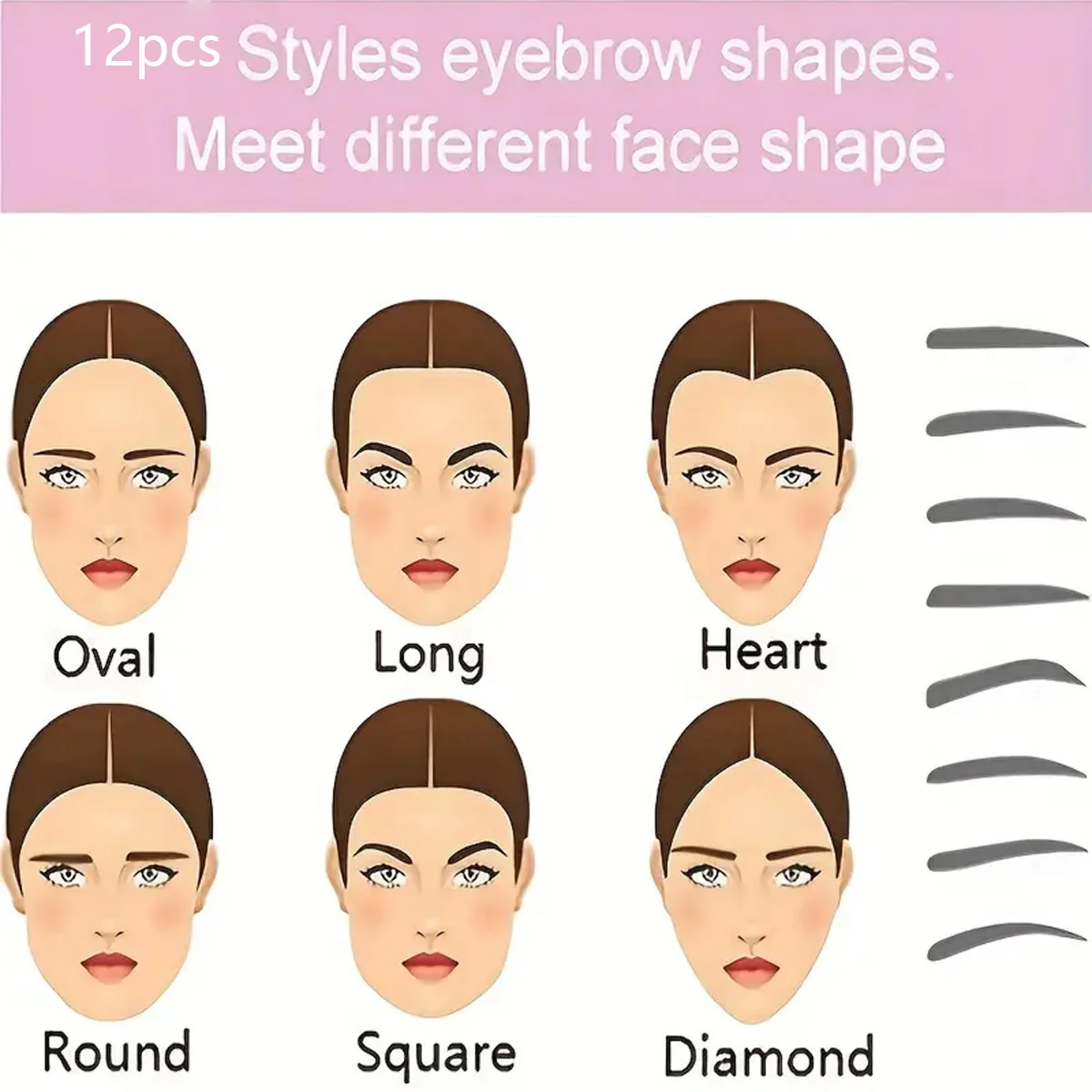 مجموعة استنسل حواجب قابلة لإعادة الاستخدام ، دليل رسم حواجب ذاتي الصنع ، بطاقة قالب تجميل ، مكياج سهل ، أنماط لكل مجموعة