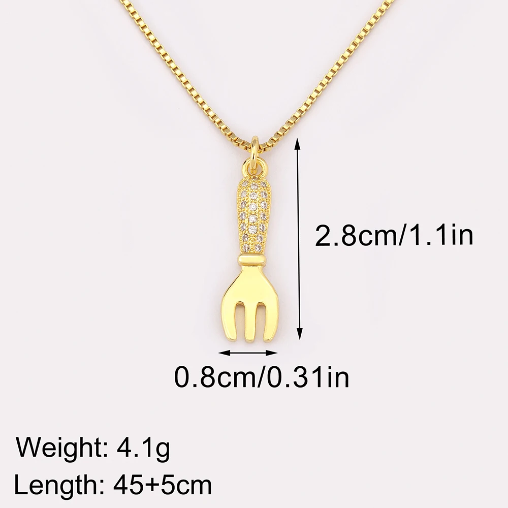 Nidin New Arrival Punk Style Copper Shiny Zircon Fork Shape Pendant Necklace For Women Girl Jewelry Accessories Creative Gifts image 2