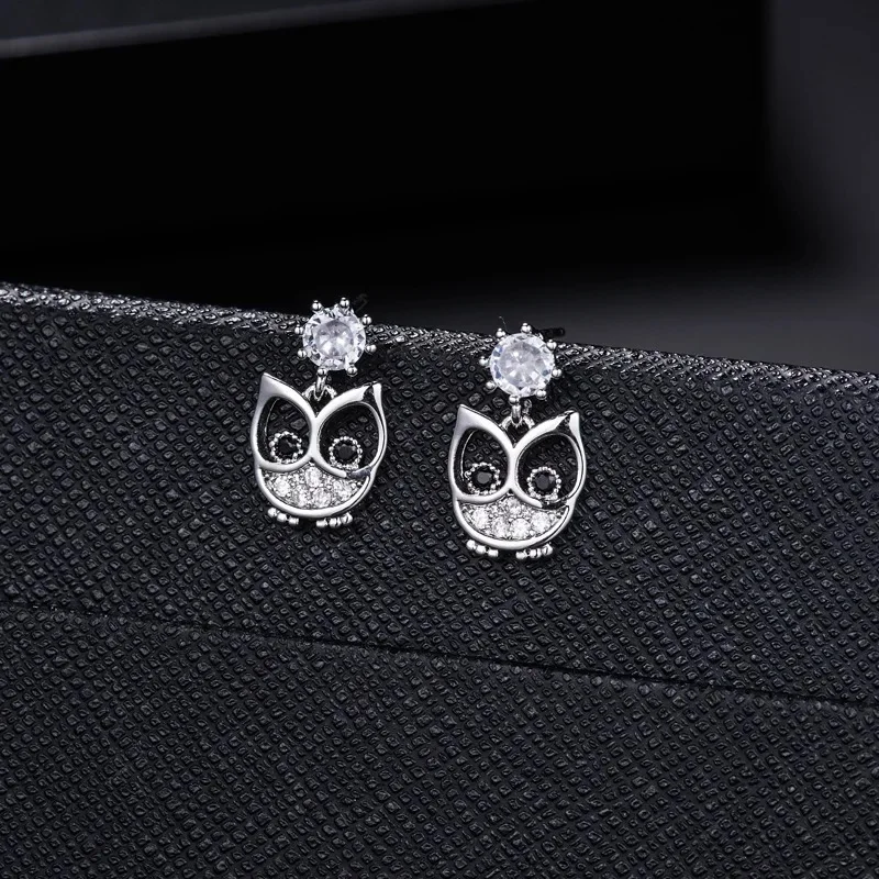 New Hot moda 925 Sterling srebrna sowa kolczyki dla kobiet dziewczyn prezent moda komunikat biżuteria śliczne kolczyki — zdjęcie 2