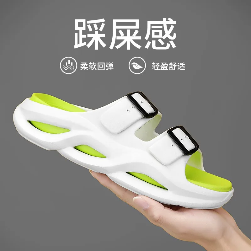 Zapatillas deslizantes para hombre, zapatos de casa, cómodas sandalias con punta abierta, suela suave para interiores y exteriores, mocasines de moda de talla grande para hombre