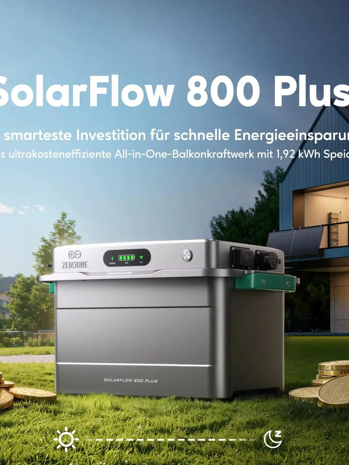Zendure SolarFlow 800 Plus, 1,92kWh +1000W Balkonkraftwerk mit Speicher