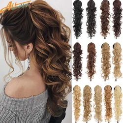 Allaosify-coleta sintética larga y recta para mujer, extensión de cabello falso, 28 pulgadas
