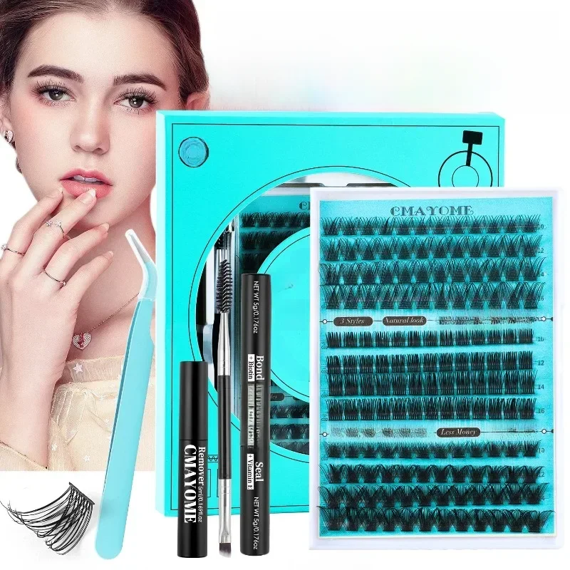 148 Starter-Set für einzelne falsche Wimpern, fertiges Cluster-Wimpern-Set, Bindung und