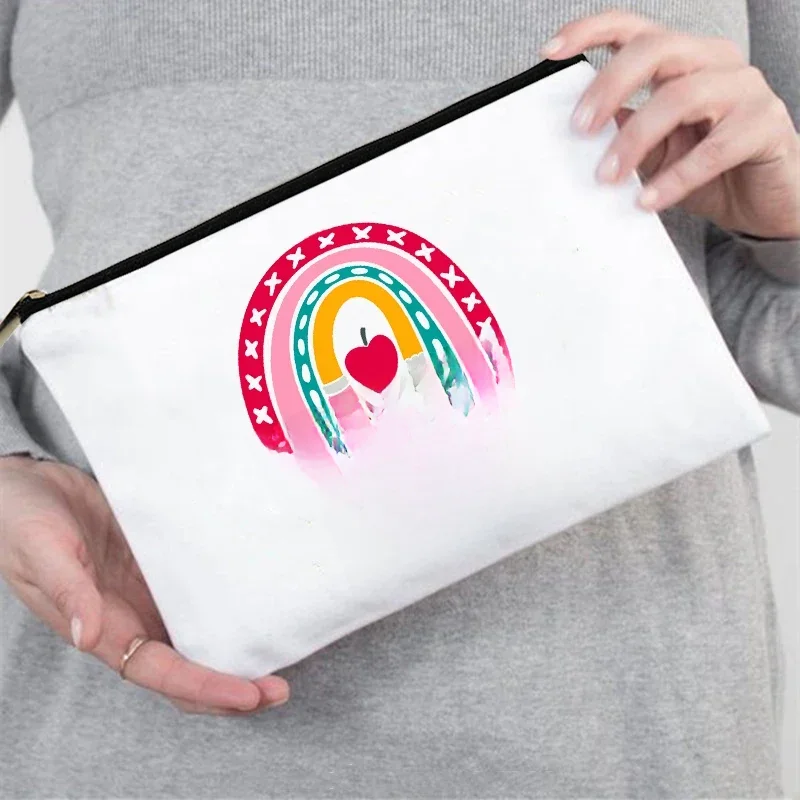 Tęczowy Nadruk na Torbie dla Nauczyciela z Własnym Imieniem, Personalizowane Przybory, Torby do Przechowywania, Kosmetyczka Podróżna, Torba na Makijaż, Prezenty, Artykuły Papiernicze, Piórnik — zdjęcie 2