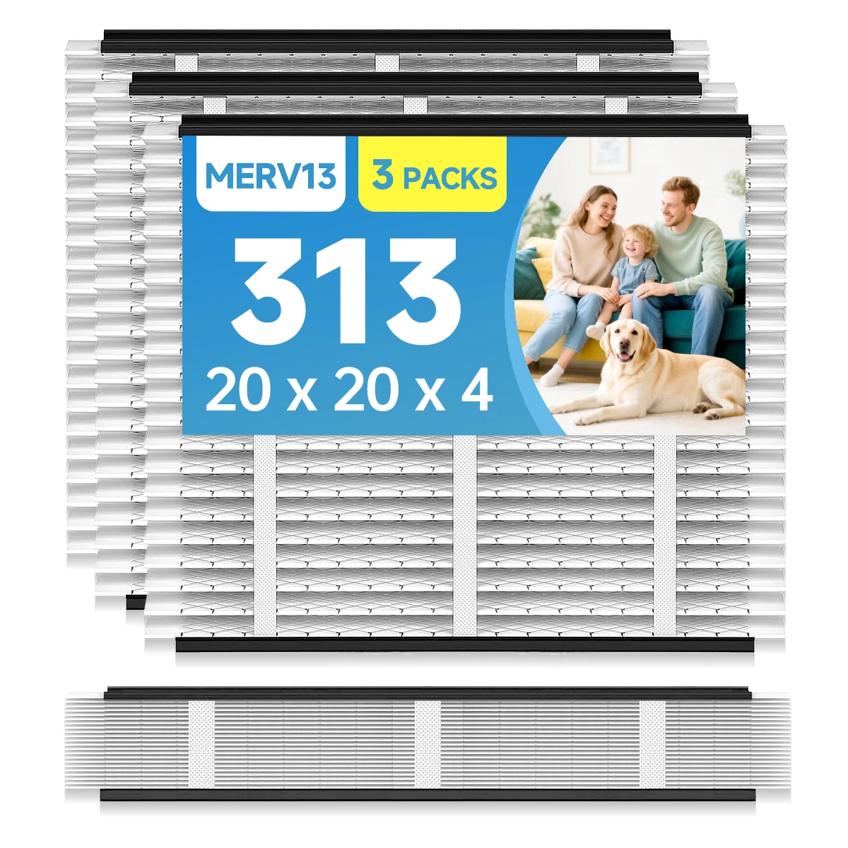 

313 Replacement Air Filter 20x20x4 MERV 13 Compatible with Air Purifiers Model 1310 2310 3310 4300 HVAC AC Pleated Filter 3Packs