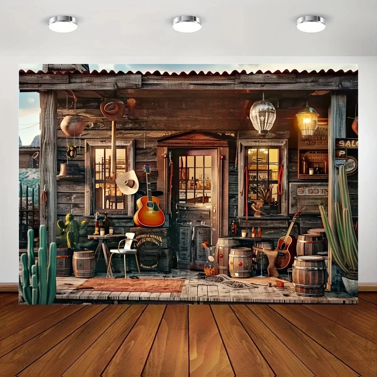 Fond de studio en polyester pour la photographie, bar occidental, rétro polyvalent, cow-boy et ranch, usage général