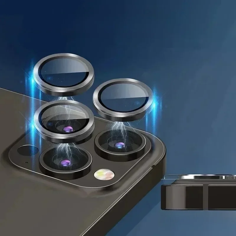 Protecteur d'objectif de caméra, 3 à 2 pièces, pour IPhone 12 13 14 15 Pro Max 13 Mini, anneau métallique, protecteur d'objectif de caméra en verre pour IPhone 14 Pro Max