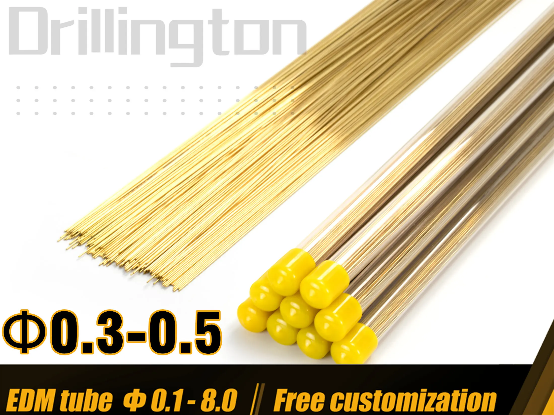 Tubo do Elétrodo do Único Furo da Precisão 0.3 mm 0.4 mm 0.5 mm 400 mm 500 mm do Tubo de Cobre de Bronze de Drillington Edm para a Máquina de Edm
