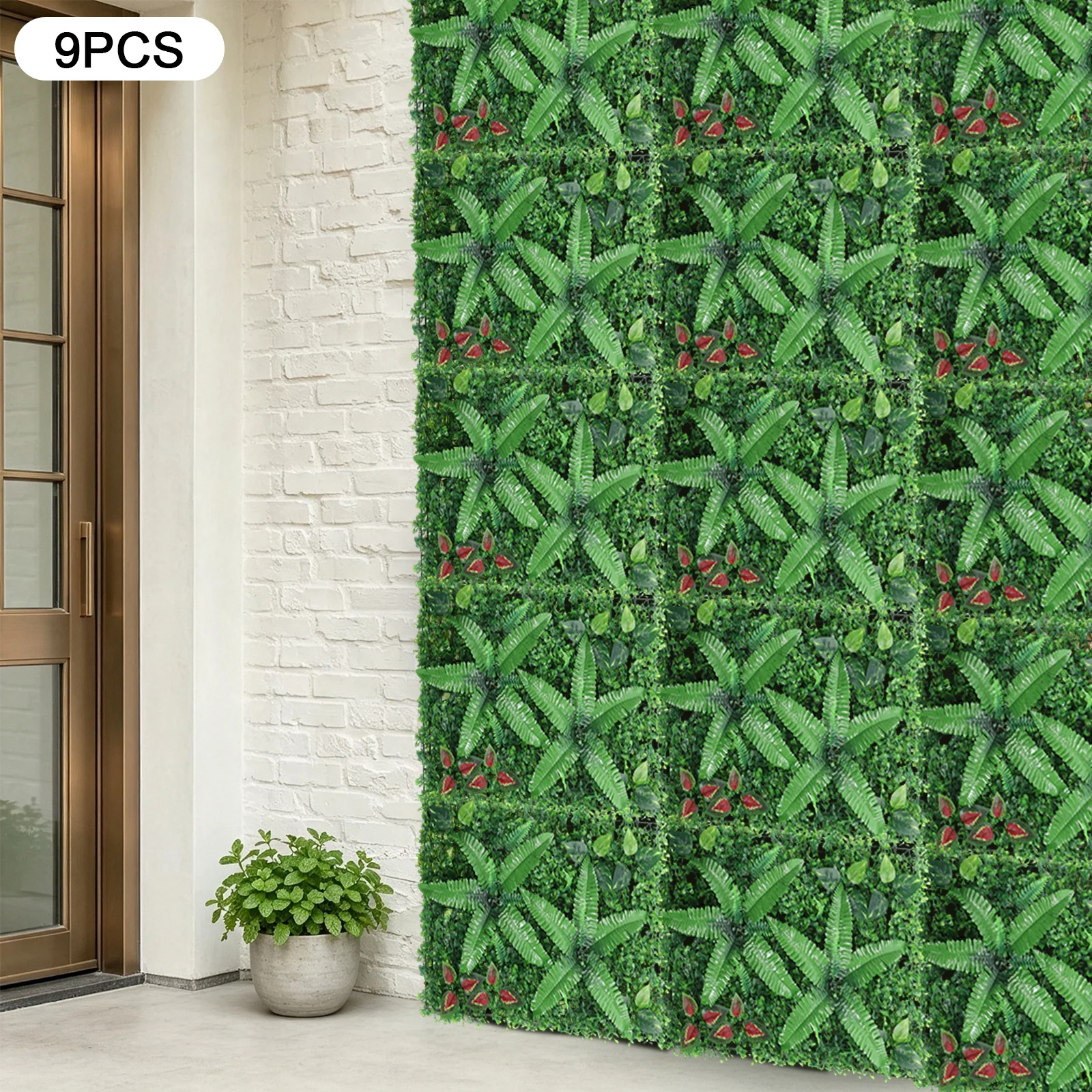 9PCS Artificial Plant Wall Panels,40x60cm Artificial Green Plant Wall,  Mix and Match of Various Plant Varieties Enhance the Space