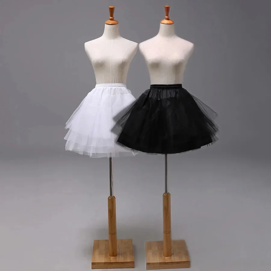 Lolita-Jupon Court Noir et Blanc pour Femme et Fille, Sous-jupe de Mariage à 3 Couches, Nouvelle Collection 2024