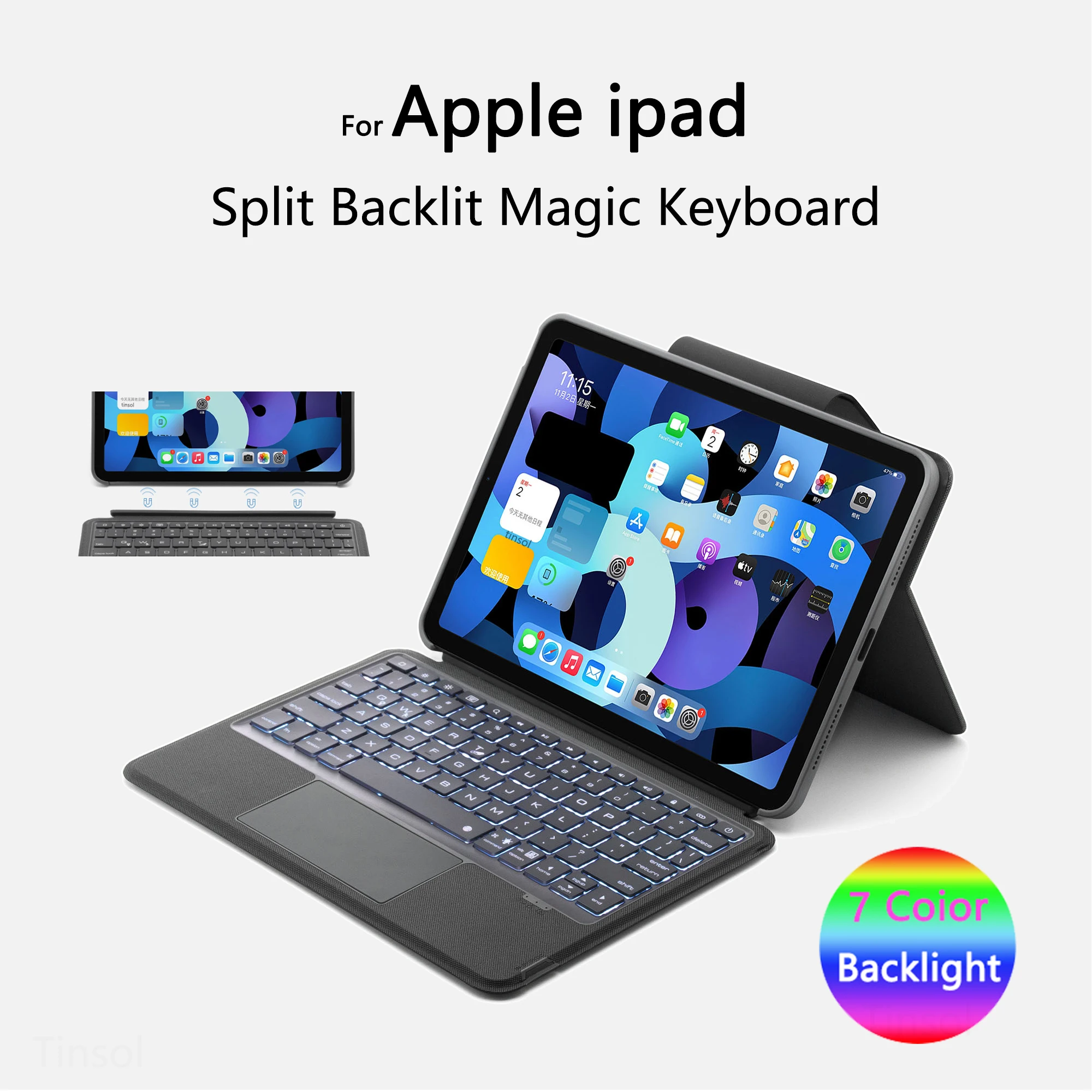 

For ipad Pro 11 2021 2020 2018 Air 4 5 10.9 10.5 2022 2019 10.2 7th 8th 9th Mini 6 6th 8.3 Split Backlit Magic Keyboard Case