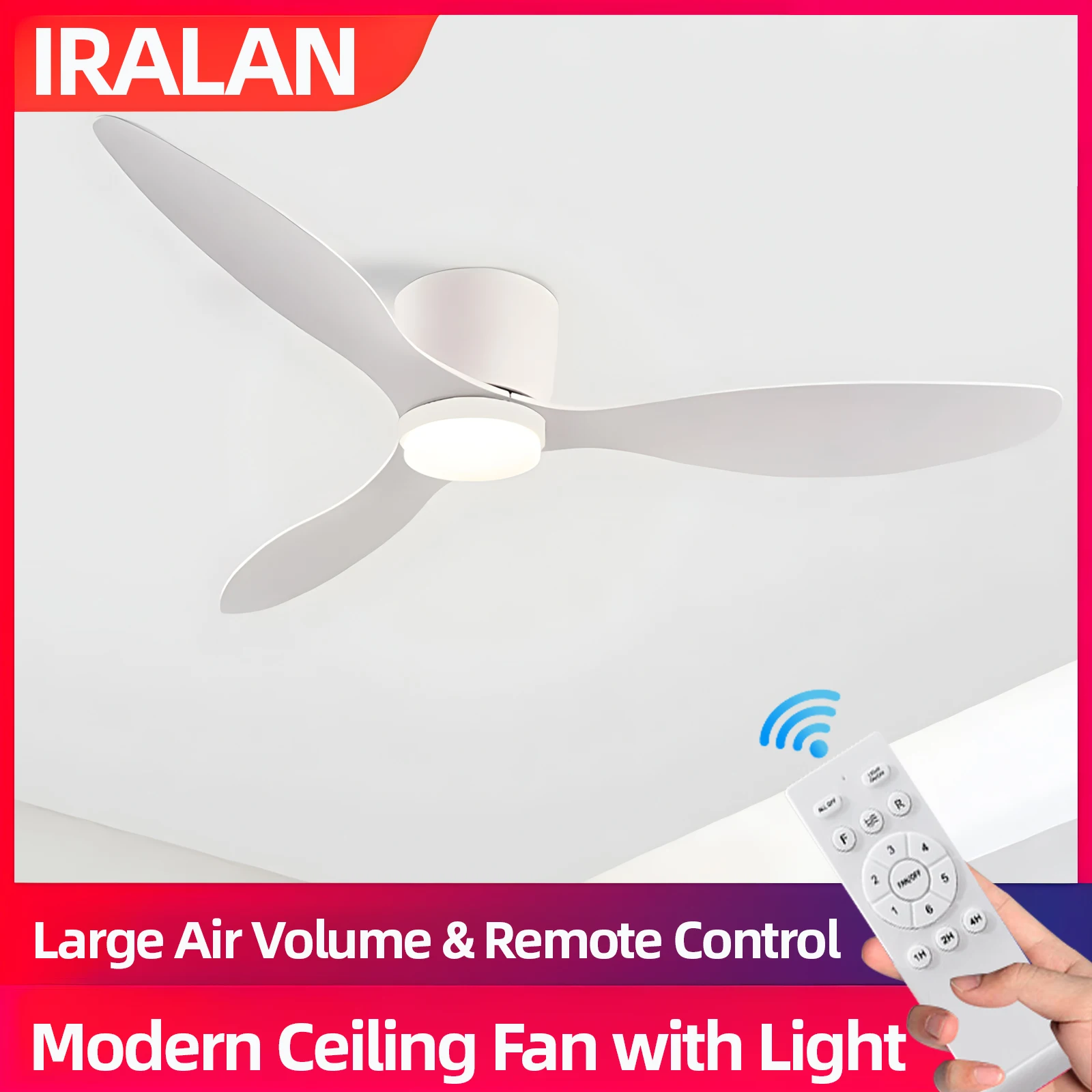 IRALAN Ceiling Fan with LED Light DC Motor Large Air Volume Remote Control Ceiling Lamps Fan Kitchen Bedroom Ceiling Decorating