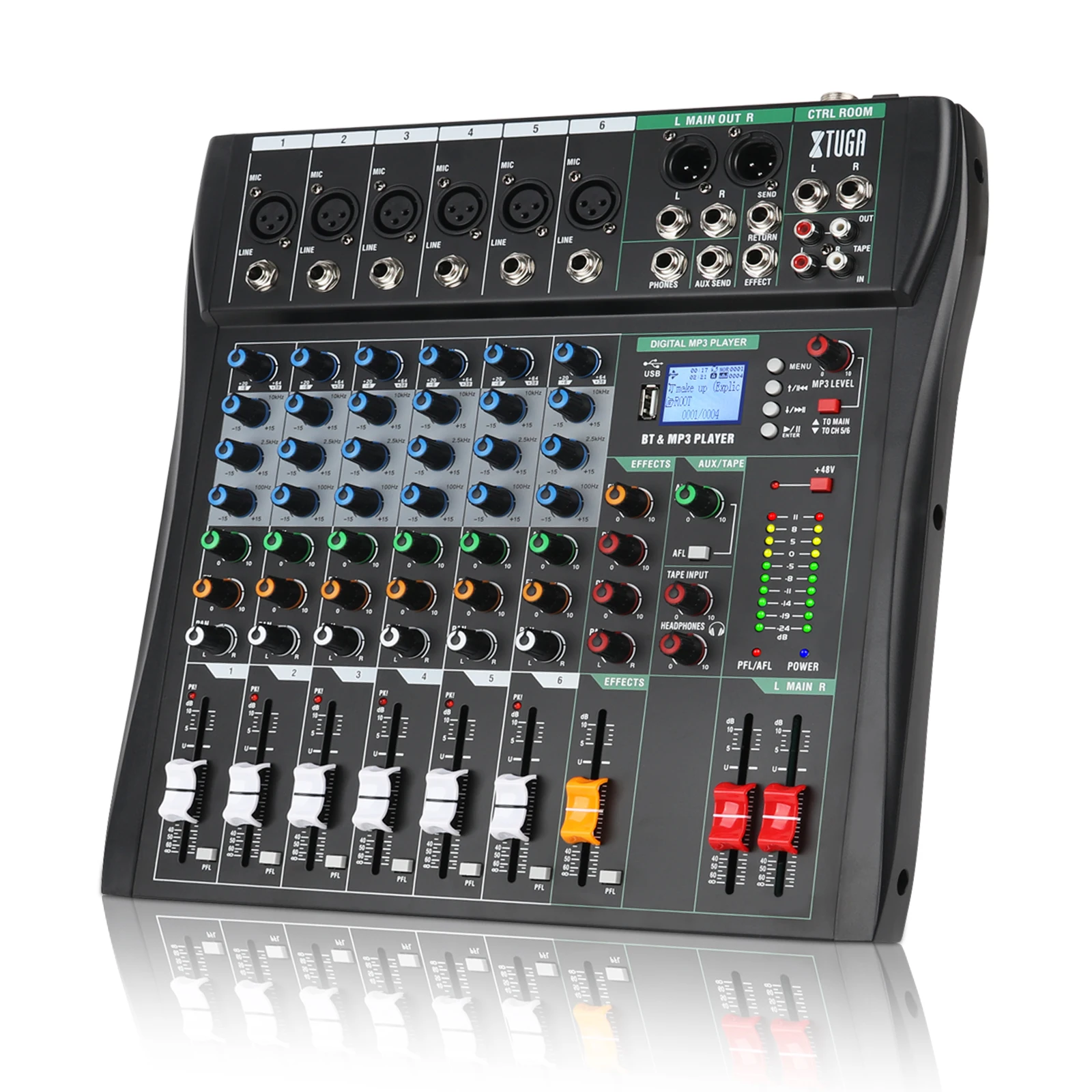 جهاز مزج الصوت CT 6 قناة لوحة الصوت خلط وحدة التحكم واجهة الصوت الكمبيوتر USB بلوتوث فانتوم تأثير رقمي DJ لايف استوديو المرحلة #1