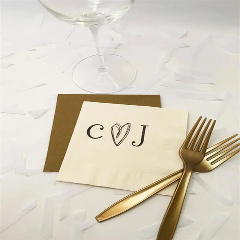 50PCS Rustic Wedding Napkins - Personalized Napkins, Cocktail Napkins, Wedding Napkins Personalized, Wedding Cocktail Napkins,