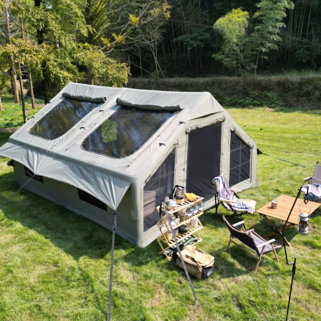 4-persoons opblaasbare lucht tent, waterdicht, UV-bestendig, opblaasbaar kampeerhuis, draagbare beschutting voor buitenavonturen