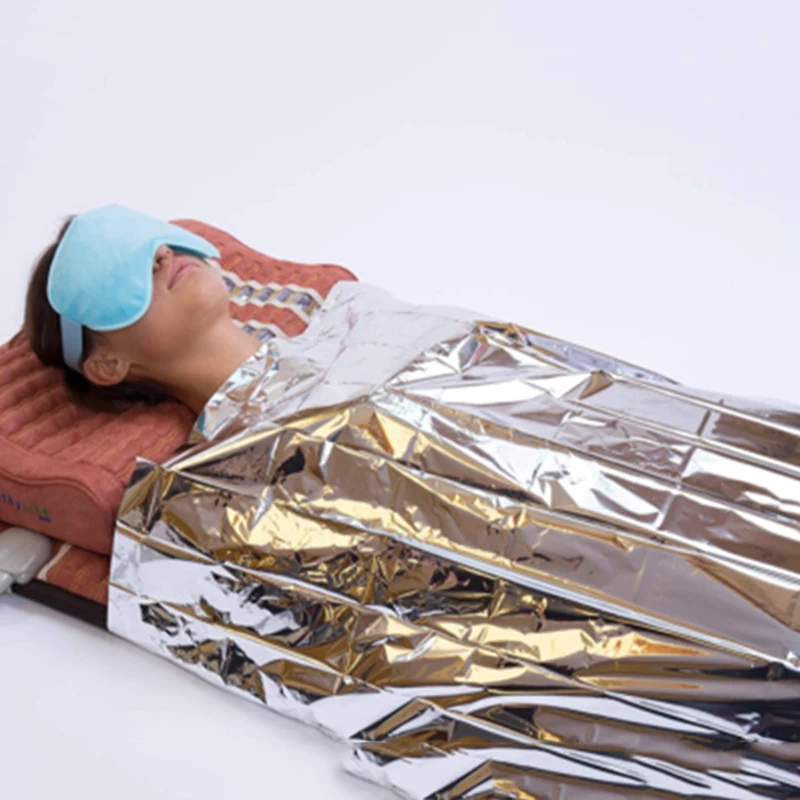 5 Pcs Thermal Foil Sauna Blanket For Detox Weight Loss,Far Infrared Therapy Retains UpTo 97% Of Body Heat Survival Mylar Blanket