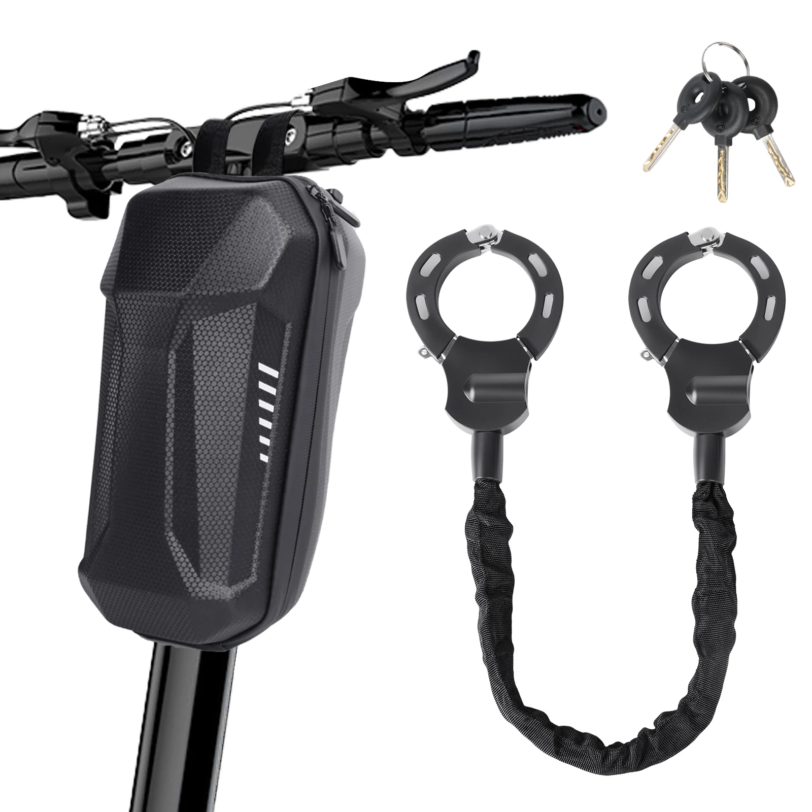 Antivol de vélo, chaîne de sécurité, cadenas pour trottinette électrique, cadenas à manette avec sacoche de guidon étanche, cadenas à rouleau pour manette