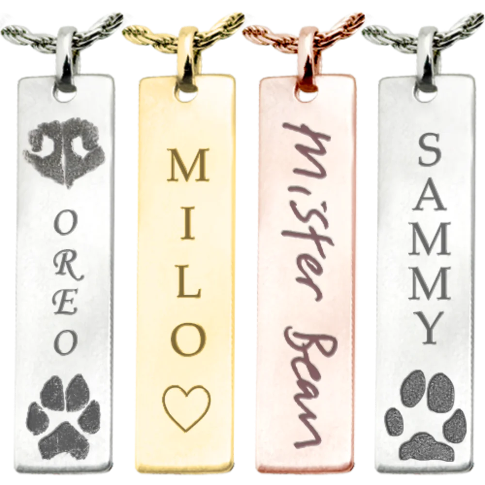 

Custom Engraved Pet Pattern Rope Chain Pendant Necklace Stainless Steel Vertical Personalized Name Necklace Gift for Pet Friend