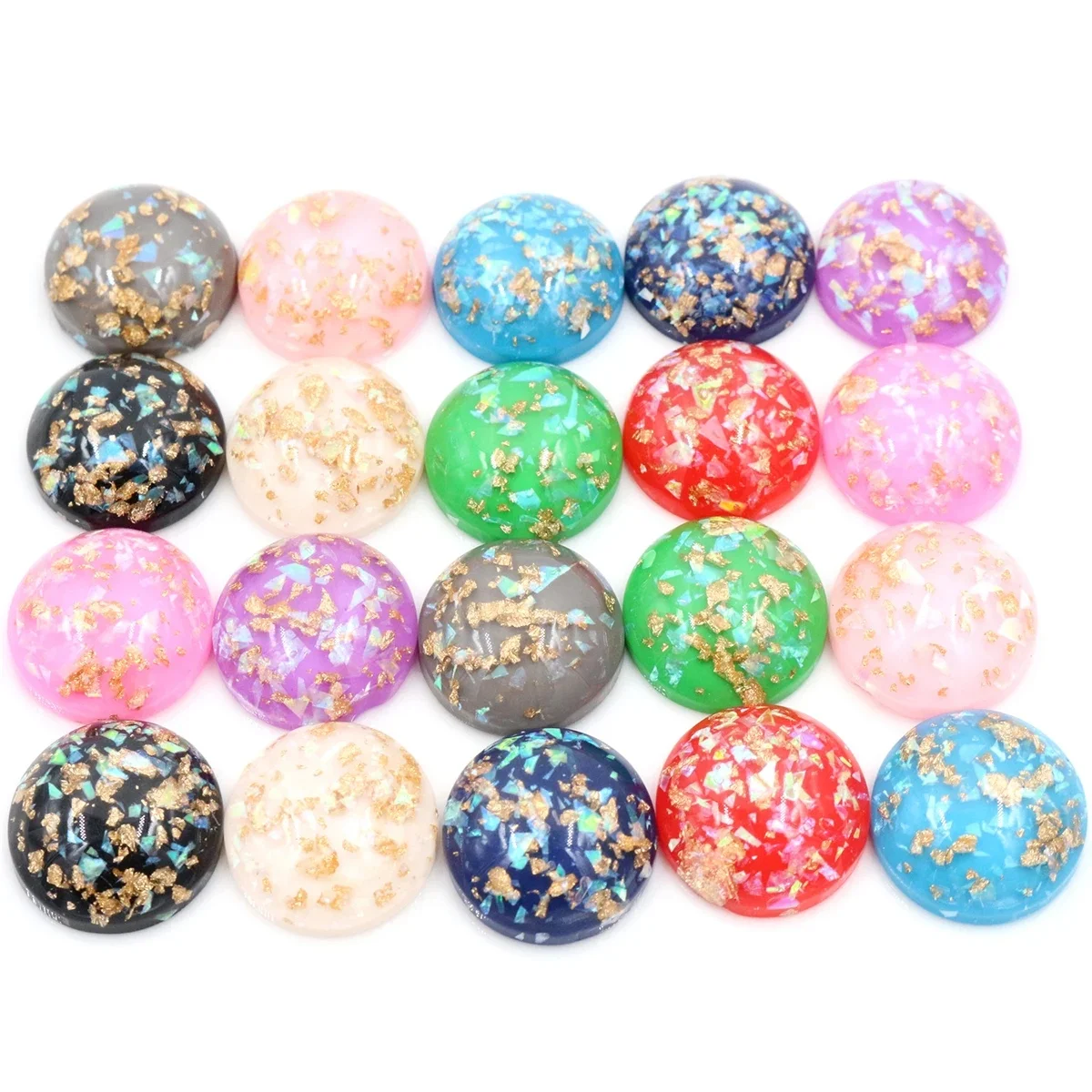 20mm 10 sztuk/partia New Fashion Mix kolorów wbudowana folia metalowa z płaskim powrotem Cabochons żywiczne Cameo — zdjęcie 2