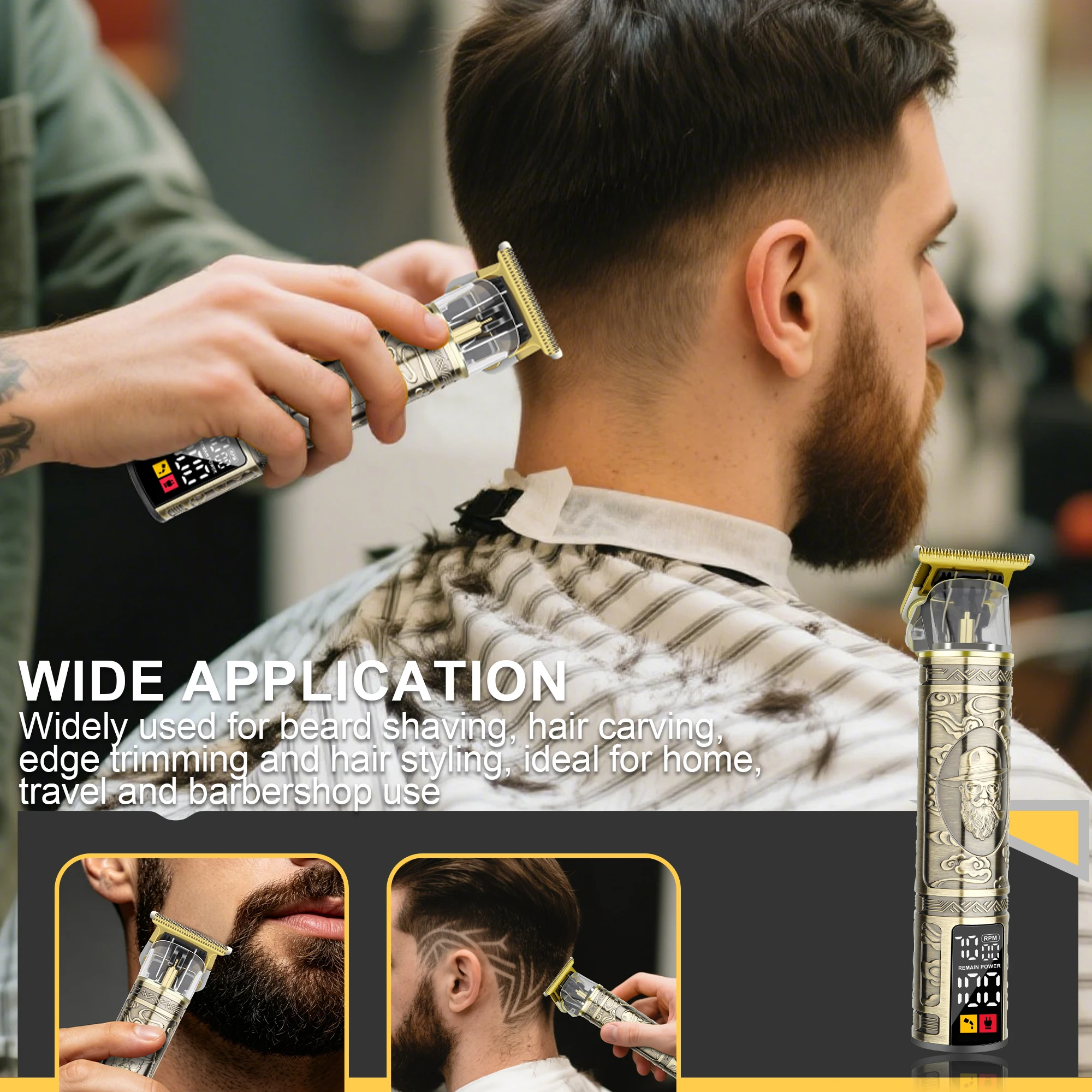 LQT Electric Hair Clipper Professional USB Cordless Clipper Professional Beard Trimmer Haircut Grooming Kit Hair Cutting Machine