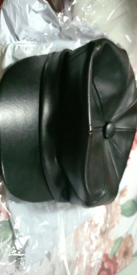 Faux Leather Newsboy Hat