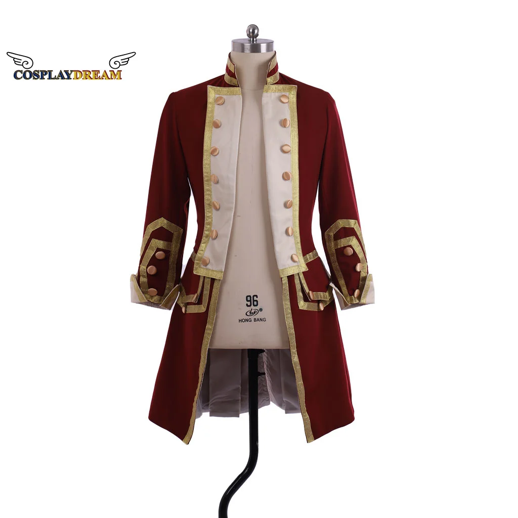 

Medieval Mens Royal Military Csoplay Csotume Jacket Colonial Tuxedo Hamilton Coat George Washington Red Cloak Costumes