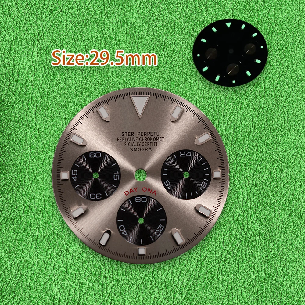 29.5mm S Dial Panda dial rose gold inner circle Green Luminous Suitable for VK63 Movement Watch Modification Accessories