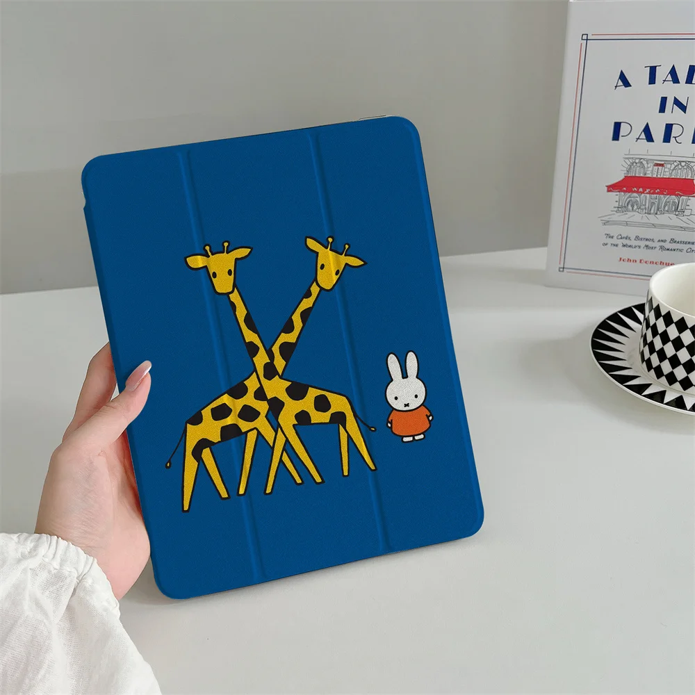 INS Korea Cute Giraffe Miffy Rabbit Fashion Suitable for iPad A16 2024 11 inch, 2025 Air 5/4, 10.9-inch iPad 10, 9.7-inch,